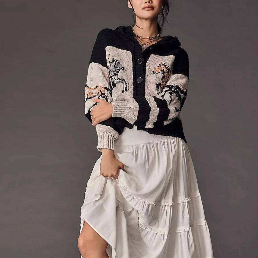 Pilcro x Anthropologie Wild Horses Heavy Knit Cardigan - M - Picture 2 of 7